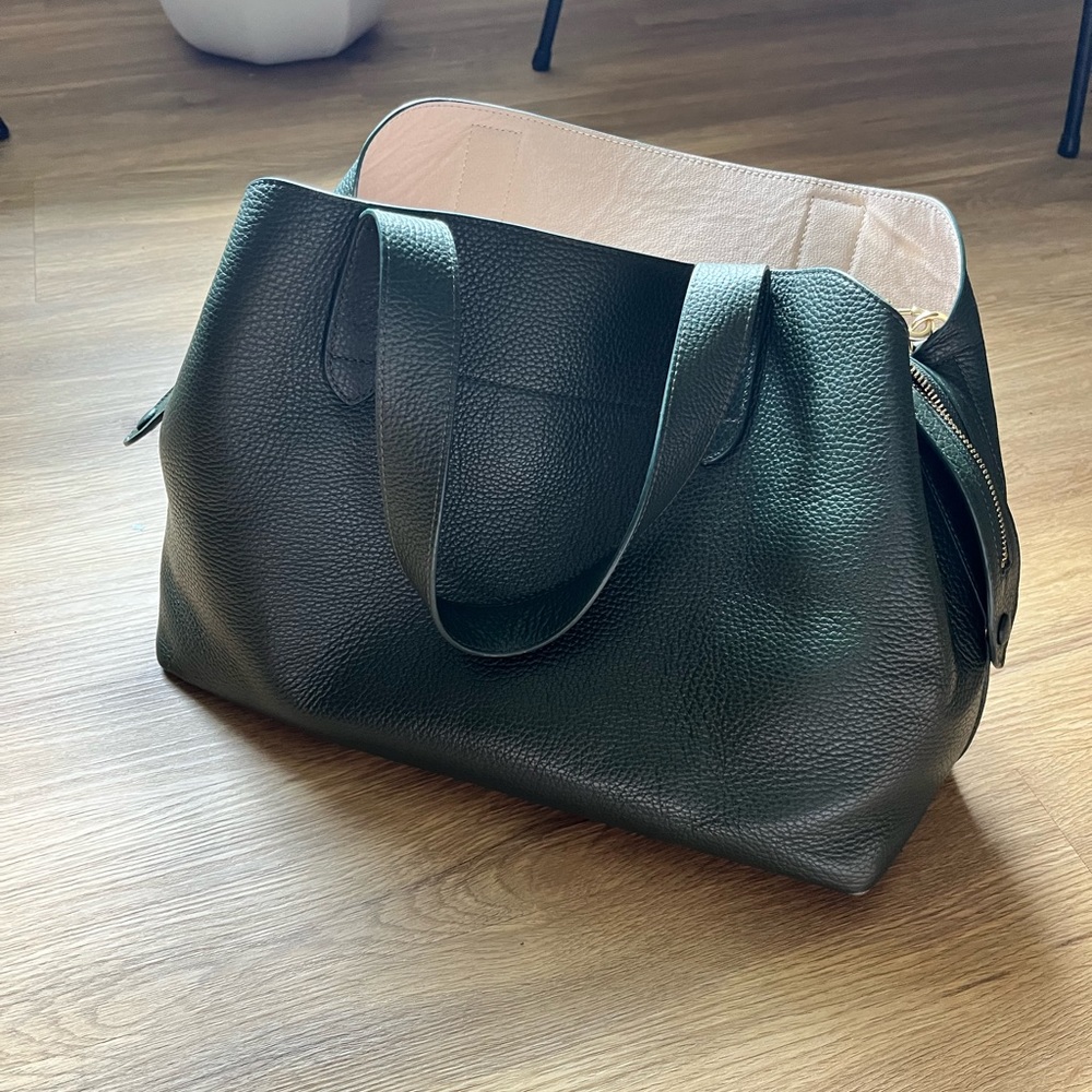 Cuyana zippered satchel in dark olive